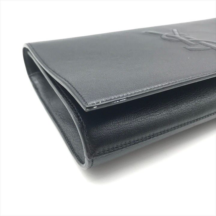 Saint Laurent YSL Sanint Clutch Black Leather Formal