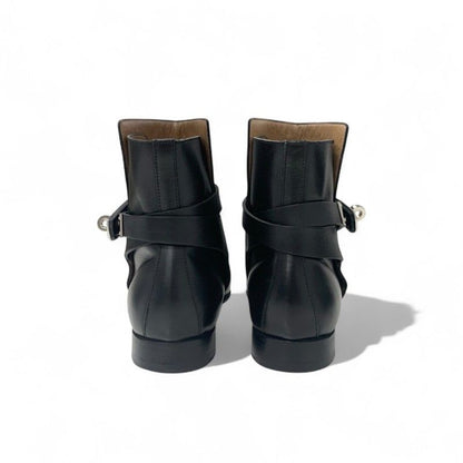 Hermes Neo Boots Short Shoes Leather Black Silver Kelly Hardware