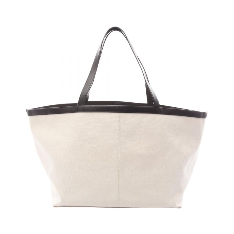 Bottega Veneta Tote Bag Large Flip Flap 754915 Natural Dark Brown Canvas