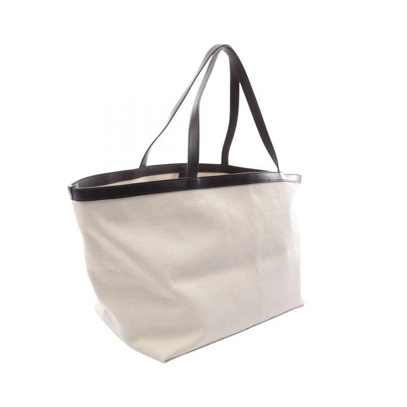 Bottega Veneta Tote Bag Large Flip Flap 754915 Natural Dark Brown Canvas