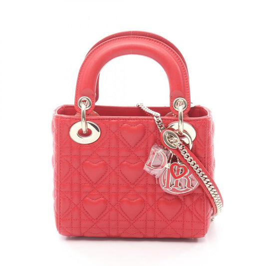 Dior Handbag Lady Dior Mini Heart Cannage Red Leather Lady Dior Heart Cannage