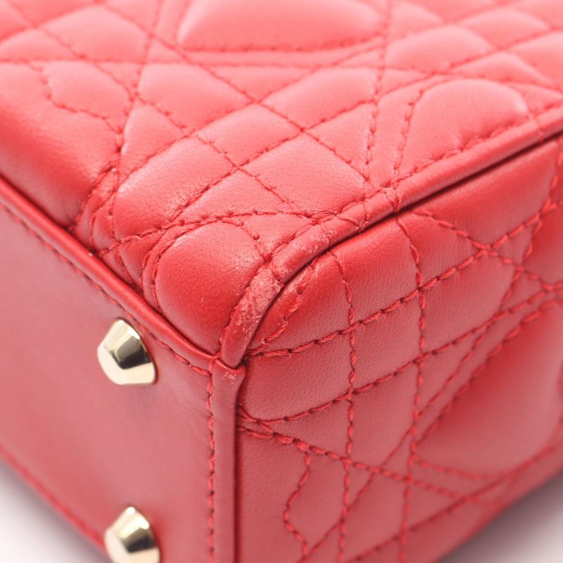 Dior Handbag Lady Dior Mini Heart Cannage Red Leather Lady Dior Heart Cannage