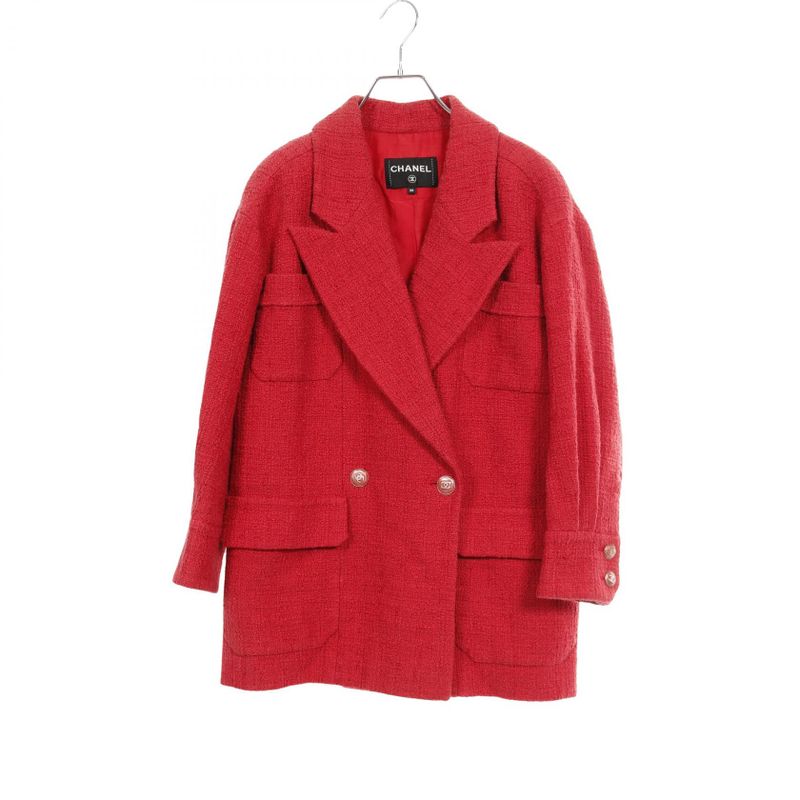 Chanel Coco Mark Button Tweed P72387v63962 Other Coat Ladies Used B