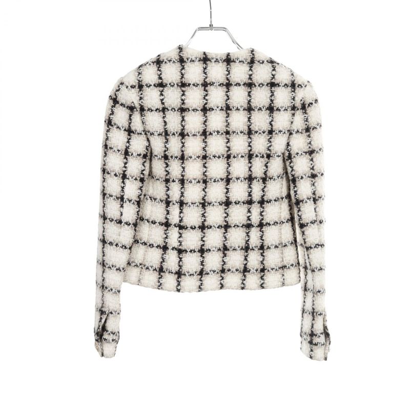 Chanel Collarless Jacket Tweed P62411v47773 Wool Jacket Ladies Used a