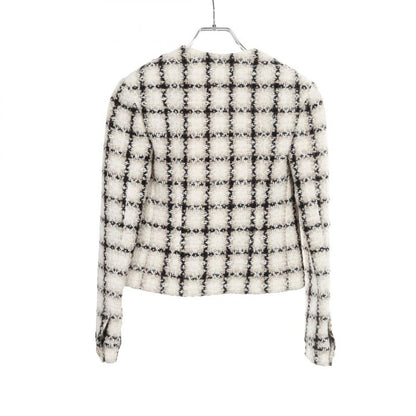 Chanel Collarless Jacket Tweed P62411v47773 Wool Jacket Ladies Used a