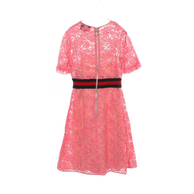 Gucci Dress Webbing Line 424791 Pink Cotton Nylon Dress Women Used B