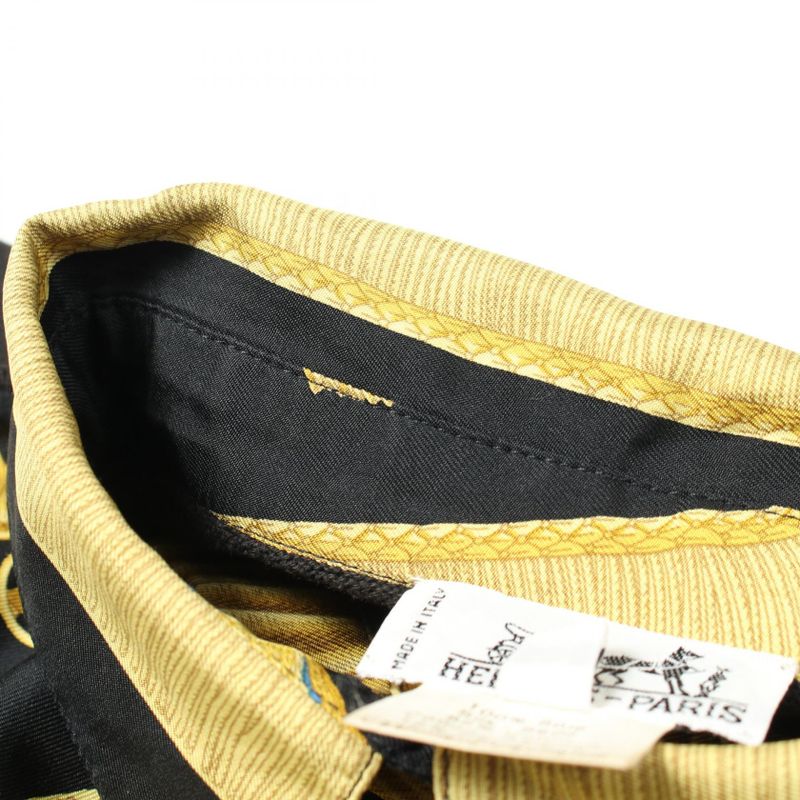 Hermes Polo Shirt Twill Raine Poste Et Cavalerie Silk Cotton Blouse Women Used B