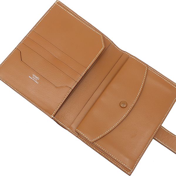 Hermes Bifold Wallet Jura Sikkim Gold Silver Hardware Brown Compact Wallet
