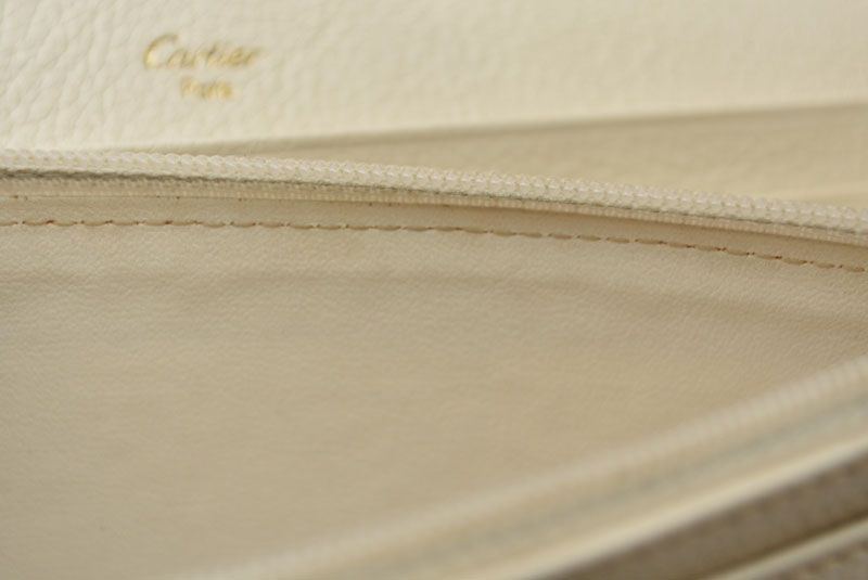 Cartier Wallet Cartier Long Wallet Marcello 2C Perforated Logo White