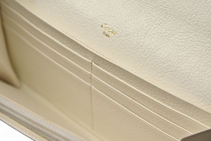 Cartier Wallet Cartier Long Wallet Marcello 2C Perforated Logo White