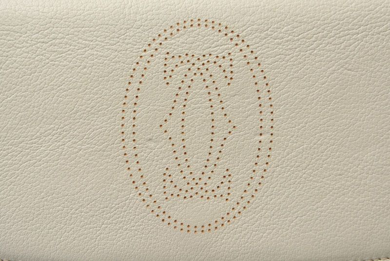 Cartier Wallet Cartier Long Wallet Marcello 2C Perforated Logo White