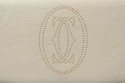 Cartier Wallet Cartier Long Wallet Marcello 2C Perforated Logo White