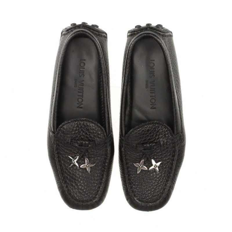 Louis Vuitton 07 Leather Driving Shoes Women's 34 Fa1007 Black Made In Italy