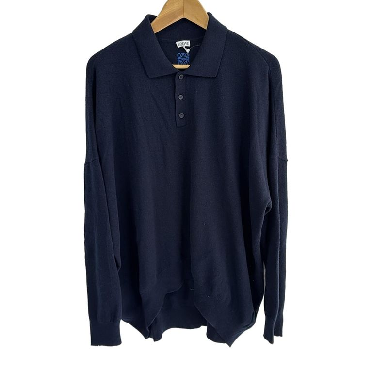 Loewe Long Sleeve Sweater Size S Men's Beautiful Anagram Knit Polo Shirt