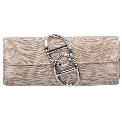 Hermes □R Lizard Svhardware Clutch Bag
