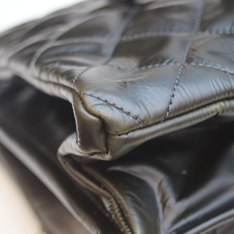 Chanel No 13 Black Silver Hardware Patent Chain Tote