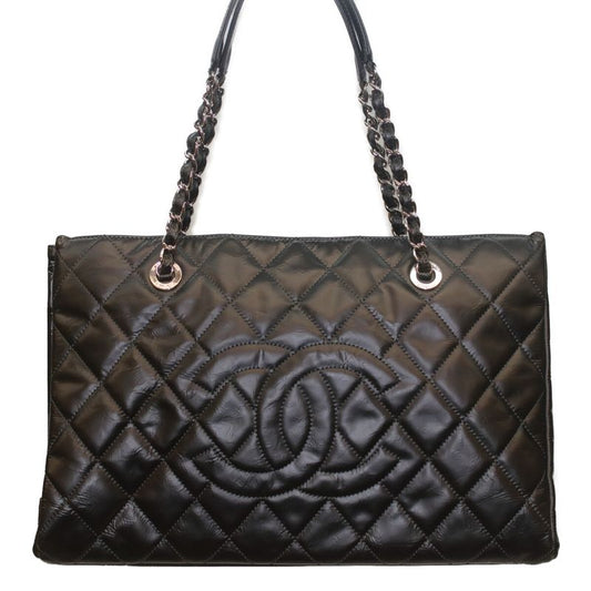 Chanel No 13 Black Silver Hardware Patent Chain Tote