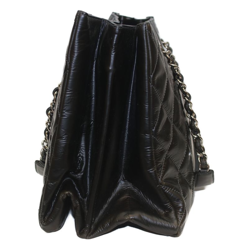 Chanel No 13 Black Silver Hardware Patent Chain Tote