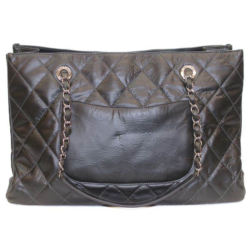 Chanel No 13 Black Silver Hardware Patent Chain Tote