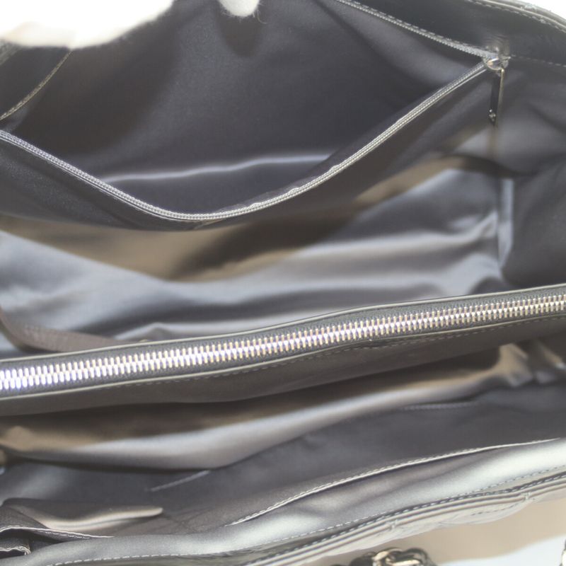 Chanel No 13 Black Silver Hardware Patent Chain Tote