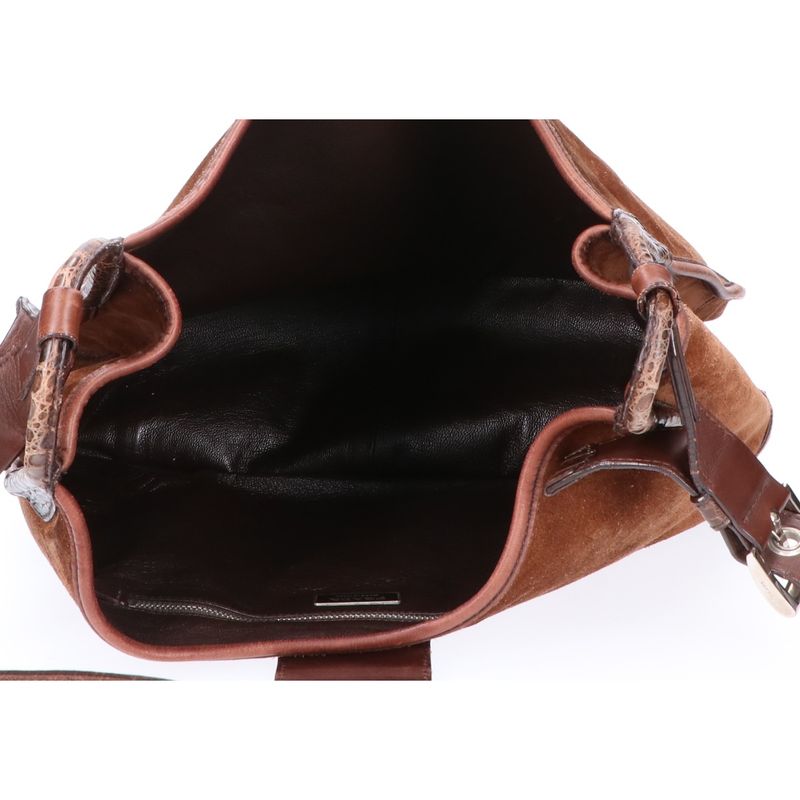 Prada Va0539 Triangle Plate Calf Suede X Leather X Croc X Ray Taiga Eye Studs