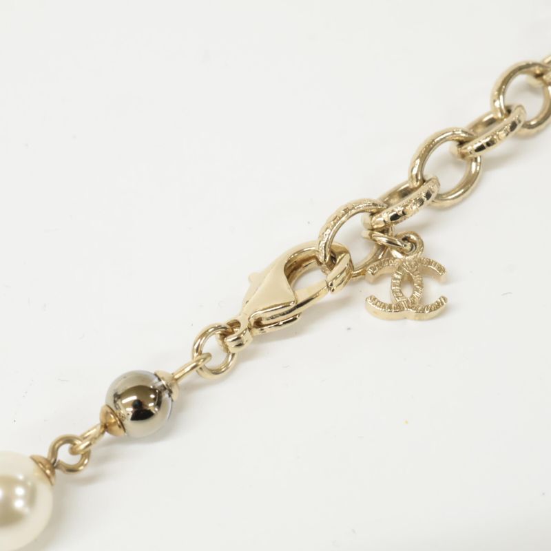 Chanel A19 C Coco Mark Round Plate Faux Pearl Long