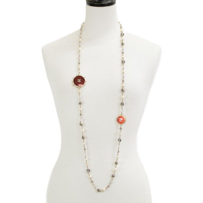 Chanel A19 C Coco Mark Round Plate Faux Pearl Long