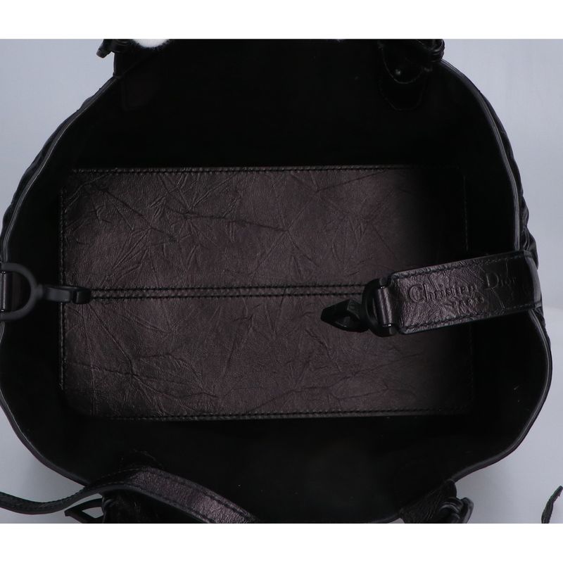 Christian DIOR Similar Macrocanage Crinkled Calfskin Toujours Bag Small