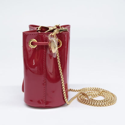 Prada Unused 1nr016 Triangle Logo Patent Mini Pouch Drawstring Ring Drawstring