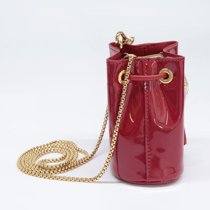 Prada Unused 1nr016 Triangle Logo Patent Mini Pouch Drawstring Ring Drawstring