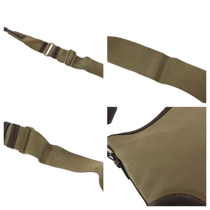 Prada Logo Jacquard Brown Silver Hardware Canvas Shoulder Bag Pochette Women