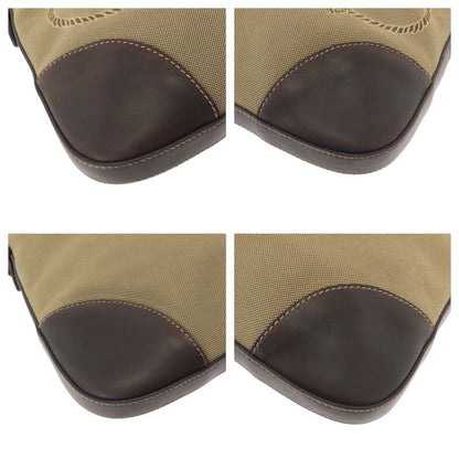 Prada Logo Jacquard Brown Silver Hardware Canvas Shoulder Bag Pochette Women