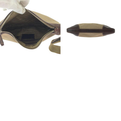 Prada Logo Jacquard Brown Silver Hardware Canvas Shoulder Bag Pochette Women