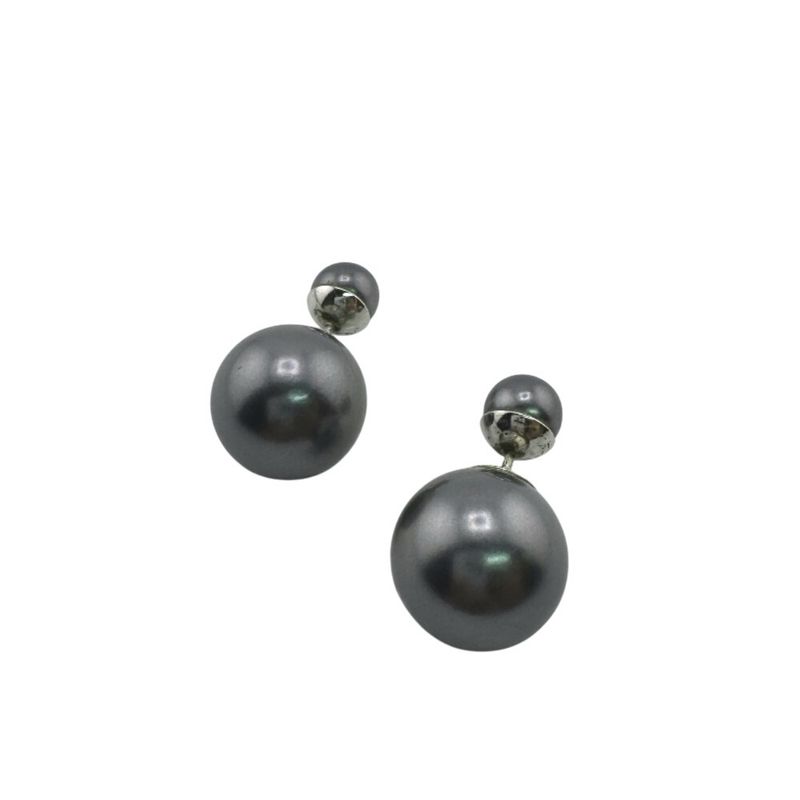 Christian Dior Tribal Binaural Earrings Grey Women