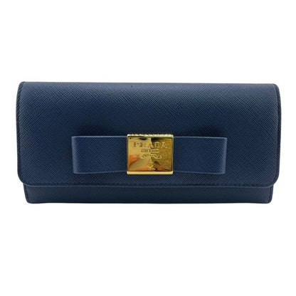 Prada 1mh132 Long Wallet Saffiano Fiocco Long Wallet Bluette Women