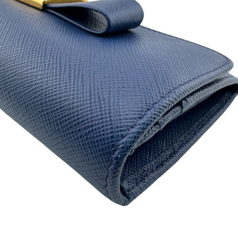 Prada 1mh132 Long Wallet Saffiano Fiocco Long Wallet Bluette Women