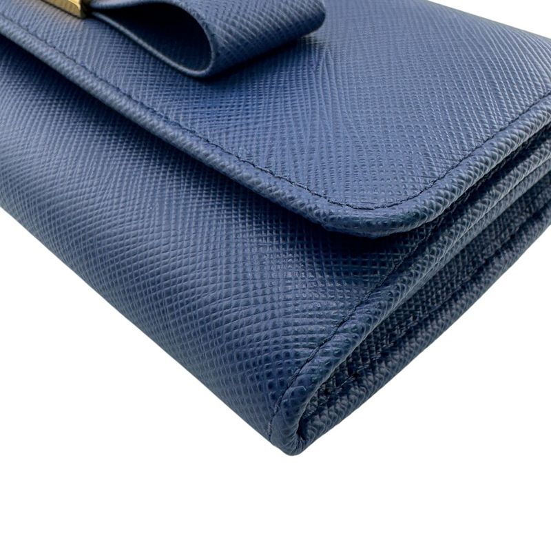 Prada 1mh132 Long Wallet Saffiano Fiocco Long Wallet Bluette Women