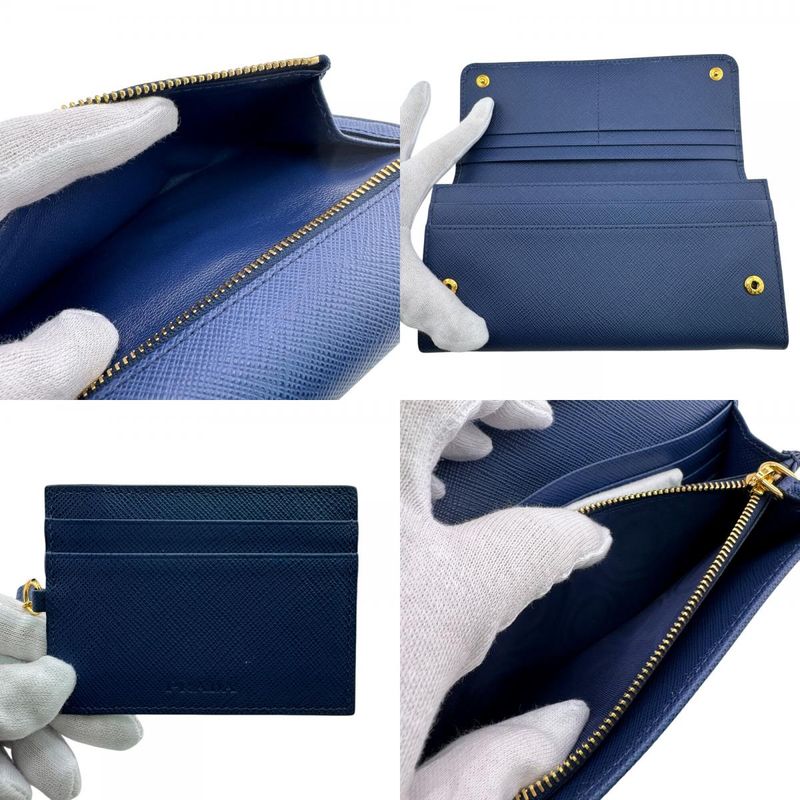 Prada 1mh132 Long Wallet Saffiano Fiocco Long Wallet Bluette Women