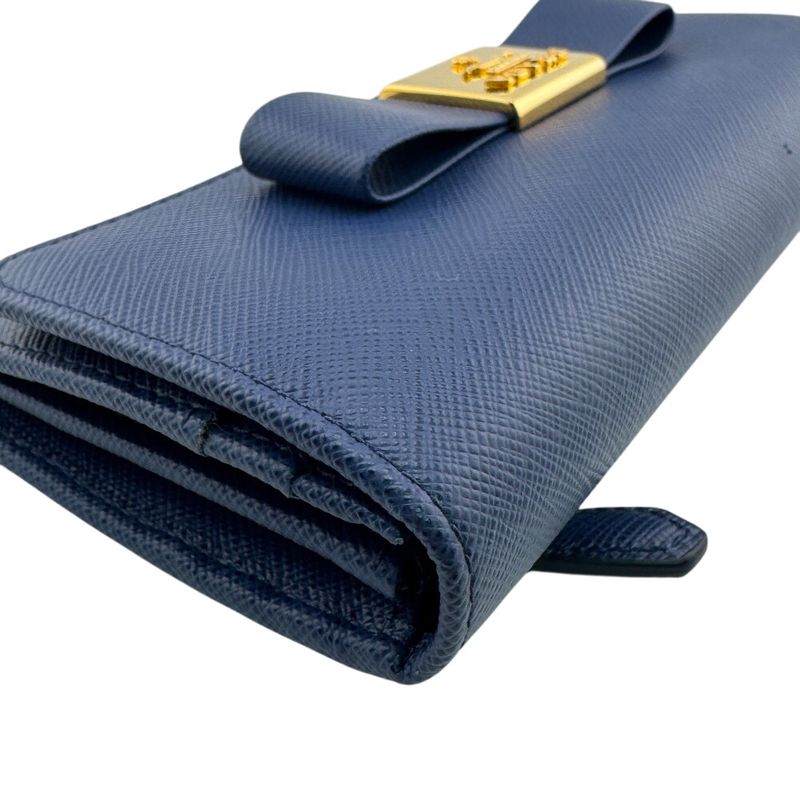 Prada 1mh132 Long Wallet Saffiano Fiocco Long Wallet Bluette Women
