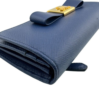 Prada 1mh132 Long Wallet Saffiano Fiocco Long Wallet Bluette Women