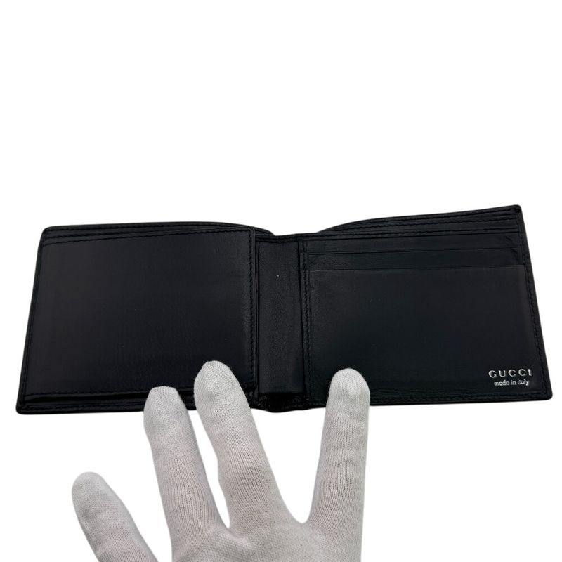 Gucci 1759 G Logo Card Case Folding Wallet Black Men's