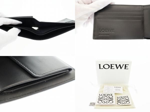 Loewe Bifold COIN Wallet Black Calf Leather Anagram Bifold Coin Wallet Bifold
