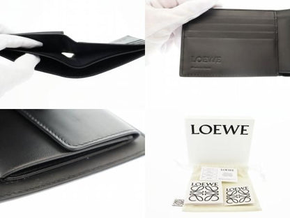 Loewe Bifold COIN Wallet Black Calf Leather Anagram Bifold Coin Wallet Bifold