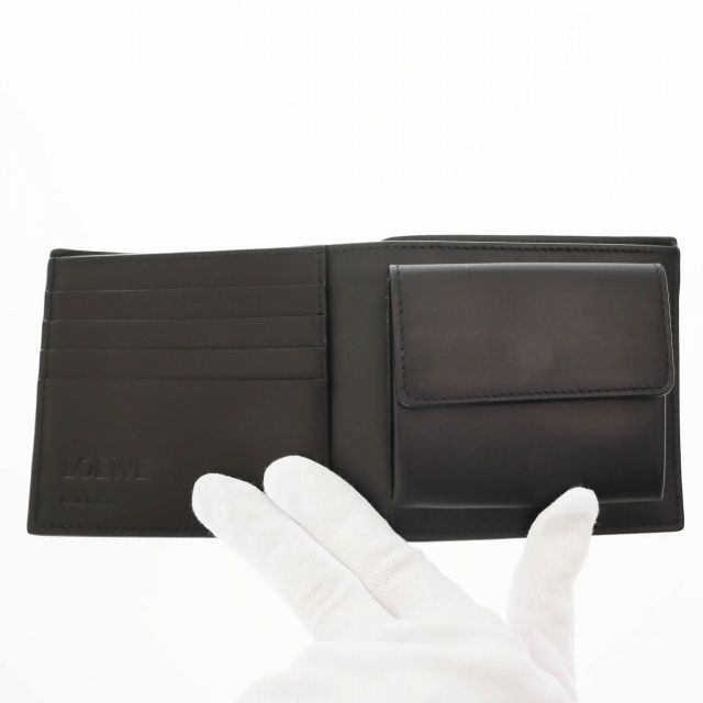 Loewe Bifold COIN Wallet Black Calf Leather Anagram Bifold Coin Wallet Bifold