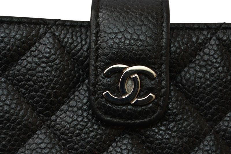 Chanel Pouch Card Case Coin Case Chanel Caviar Skin Black Bordeaux