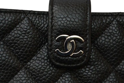 Chanel Pouch Card Case Coin Case Chanel Caviar Skin Black Bordeaux