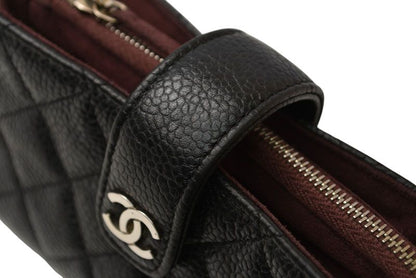 Chanel Pouch Card Case Coin Case Chanel Caviar Skin Black Bordeaux