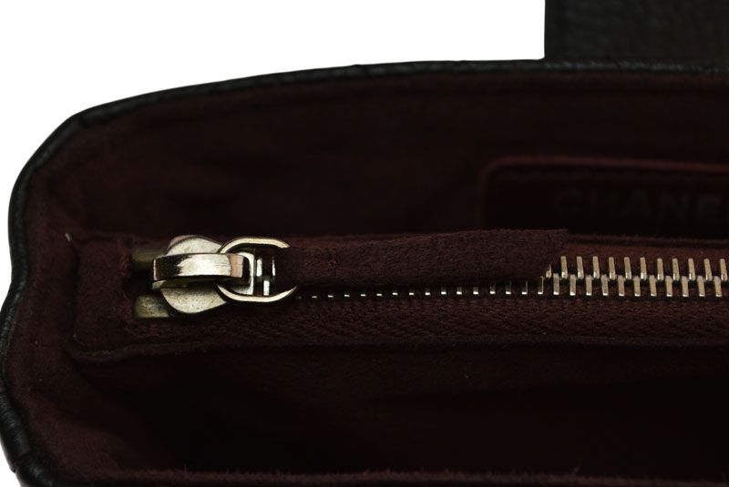 Chanel Pouch Card Case Coin Case Chanel Caviar Skin Black Bordeaux