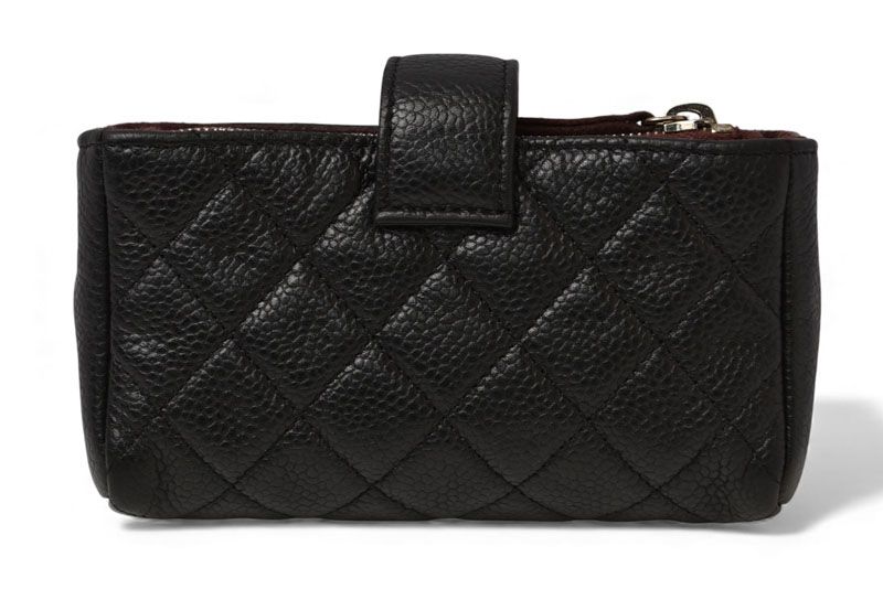 Chanel Pouch Card Case Coin Case Chanel Caviar Skin Black Bordeaux