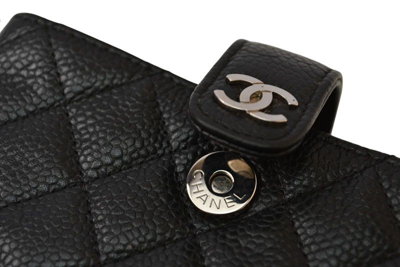 Chanel Pouch Card Case Coin Case Chanel Caviar Skin Black Bordeaux